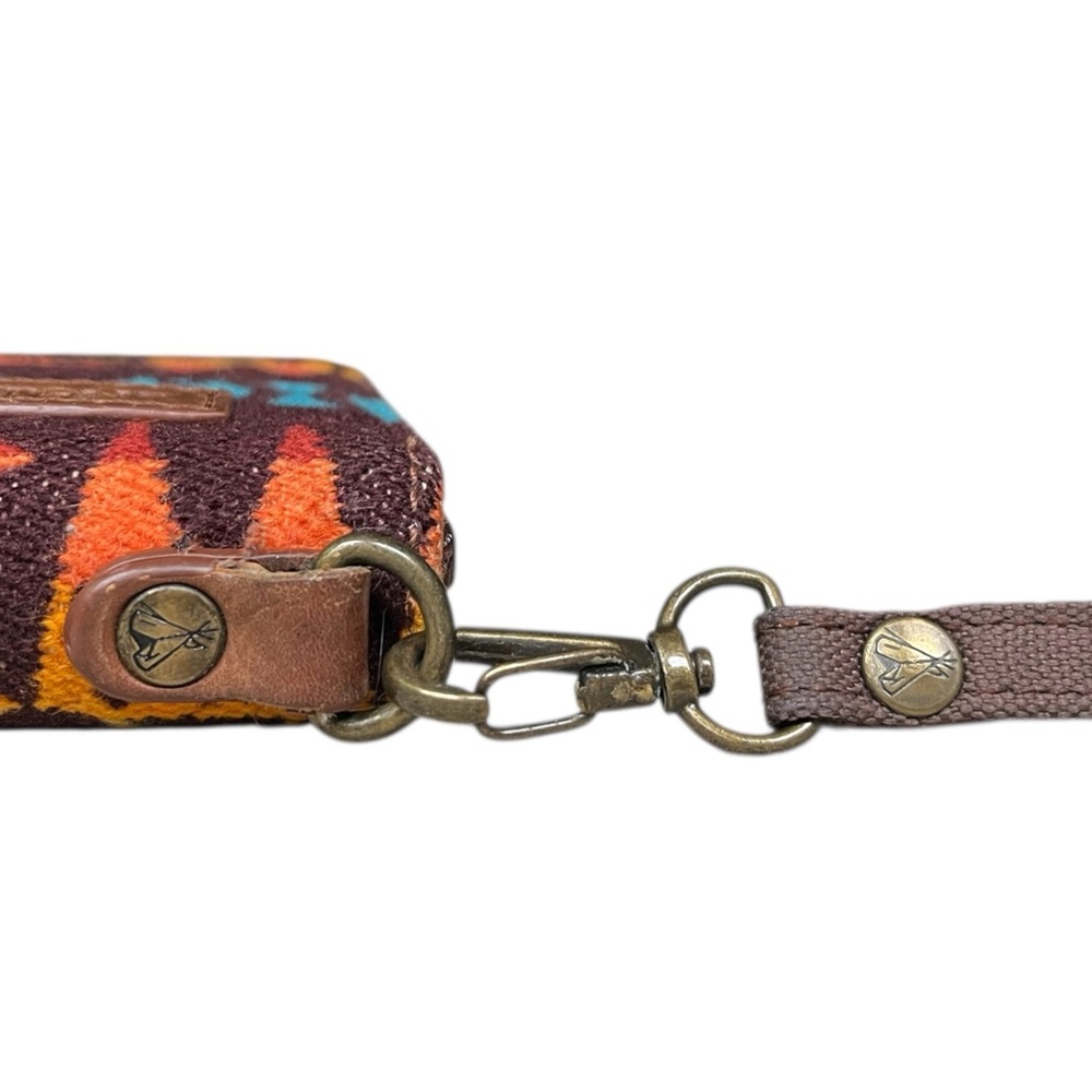 Pendleton Brown Wallet with Teal, Rust & Gold Geometric Pattern - Picture 8 of 11